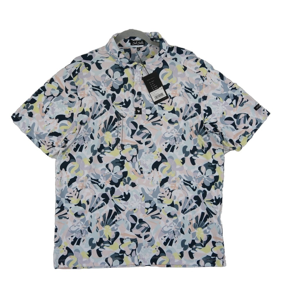 NEW Bad Birdie Polo Shirt Men's Size XL Multicolor Abstract Floral Golf Tennis